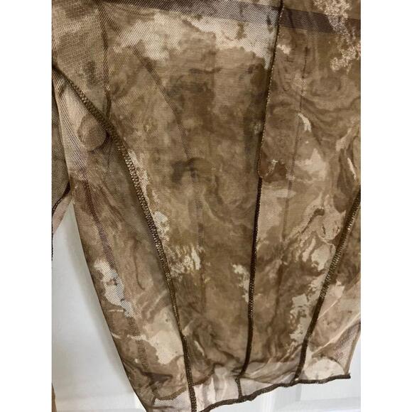 Women's Naked Wardrobe Brown Mesh Long Sleeve Crop Top - Size S NEW with tag - Picture 3 of 9
